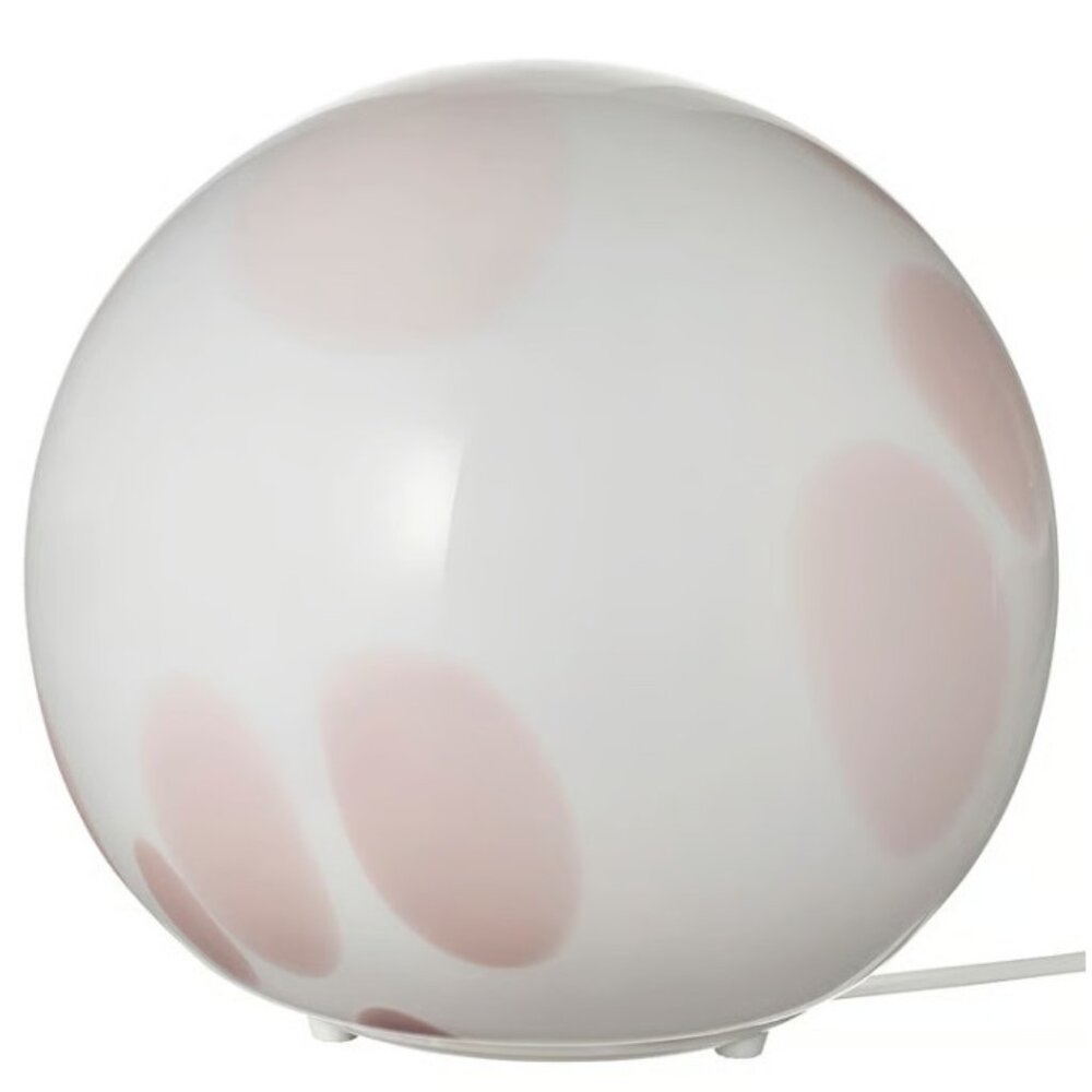 IKEA Pink FADO Table Lamp Glass White, 10" Diameter INCLUDES FREE BULB
